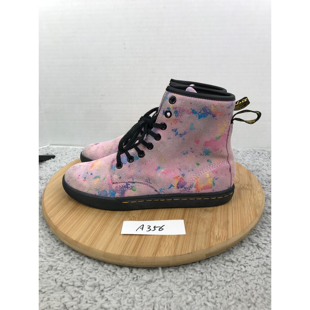 Dr. Martens Womens 6 Sheridan Pink Rainbow Burst Suede Casual Ankle Lace Up Boot